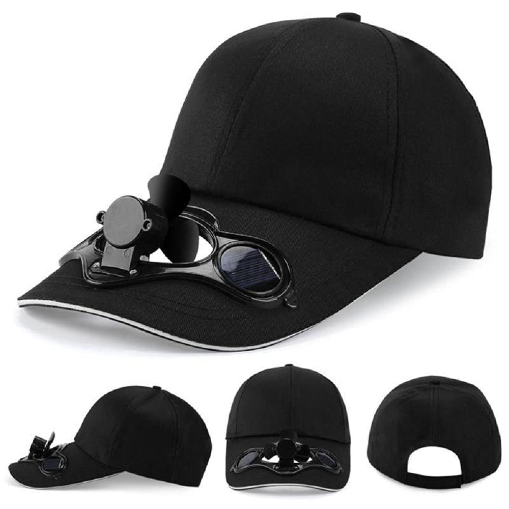 Solar Adjustable Fan Hat Cap One Size (Black)