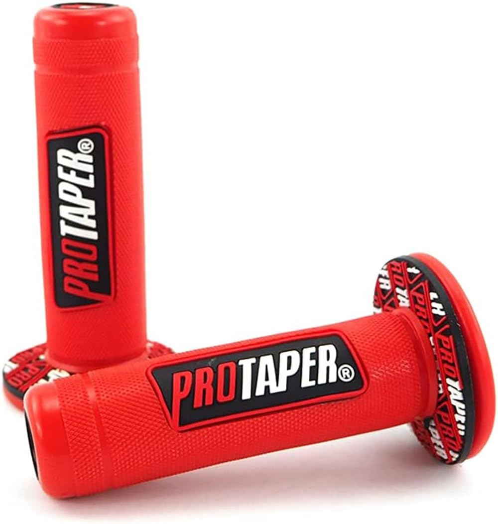 PROTAPERMotorcycle Handle Grips, 7/8 inch, Non-Slip Dirt Bike Handlebar Grips, Black and Red