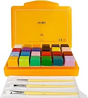 Vista 7 de HIMI - Juego de pintura gouache de 24 colores de 1 onza líquida (30 ml) cada uno, diseño exclusivo de envase de gelatina con 3 pinceles de pintura