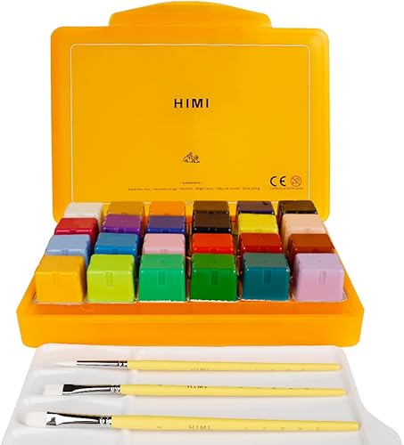 Miniatura 7 de HIMI - Juego de pintura gouache de 24 colores de 1 onza líquida (30 ml) cada uno, diseño exclusivo de envase de gelatina con 3 pinceles de pintura