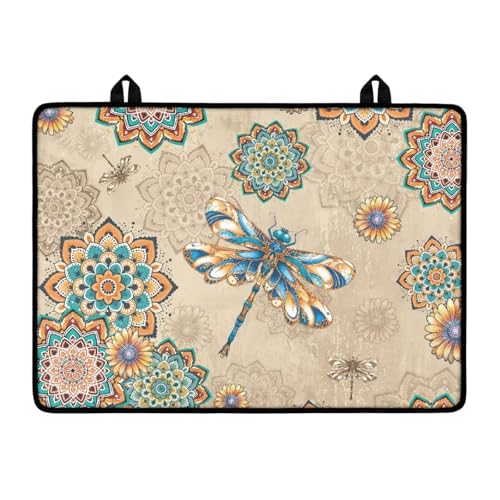 Image of Electric Stove Top Covers Heat Resistant Glass Ceramic Cooktop Cover Mat Multipurpose Kitchen Scratch Resistant Flat Top Stove Cover, 29 x 21 Inch, Boho Dragonfly Mandala Print