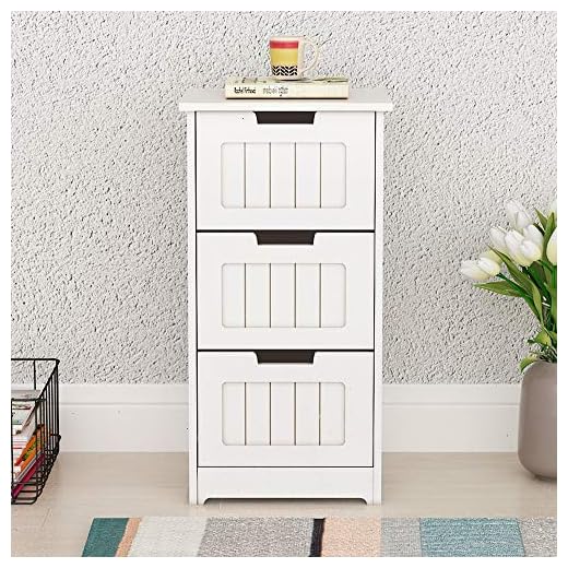 SDHYL Wooden Free Standing Storage Cabinet with 3 Drawers for Bathroom Living Room Bedroom Entryway S7-RF6027-US