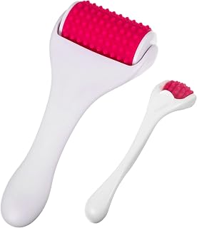 Tondiamo 2-Pack Silicone Muscle Roller Stick - Fascia Massager for Cellulite, Deep Tissue Relief on Neck, Back, Legs, Face (White)