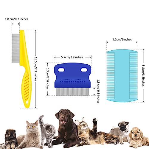 6 Pieces Pet Lice Combs Dog Grooming Flea Comb Cat Tear Stain Comb For Removal Dandruff, Hair Stain, Nit (Pink, Yellow, Dark Blue, Green, Blue, Orange) #TOP1
