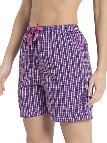 Image of Jockey RX15 Women Super Combed Cotton Yarn Dyed Woven Relaxed Fit Striped Shorts with Side Pockets (Colors & Prints May Vary)