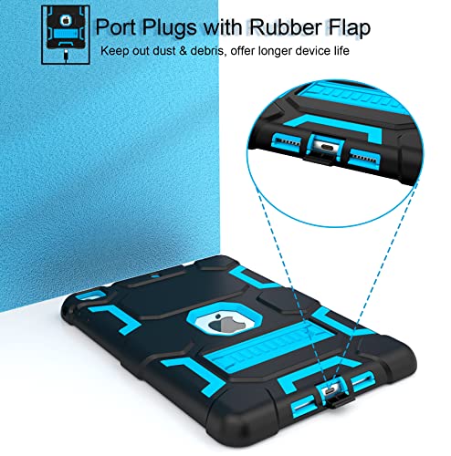 CCMAO Case for iPad 6th/5th Generation (9.7-inch, 2018/2017), iPad Air 2nd Generation Case (2014) with Kickstand, Hybrid Shockproof Protective iPad 9.7 Case, Black+Blue