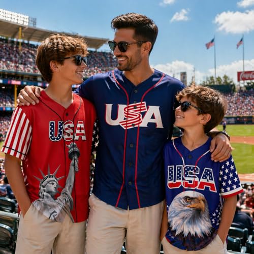 Custom USA Baseball Jersey - Personalized America Pride Sport Shirts with Name Number - USA Softball Uniform Gifts Men Women miniatura 3
