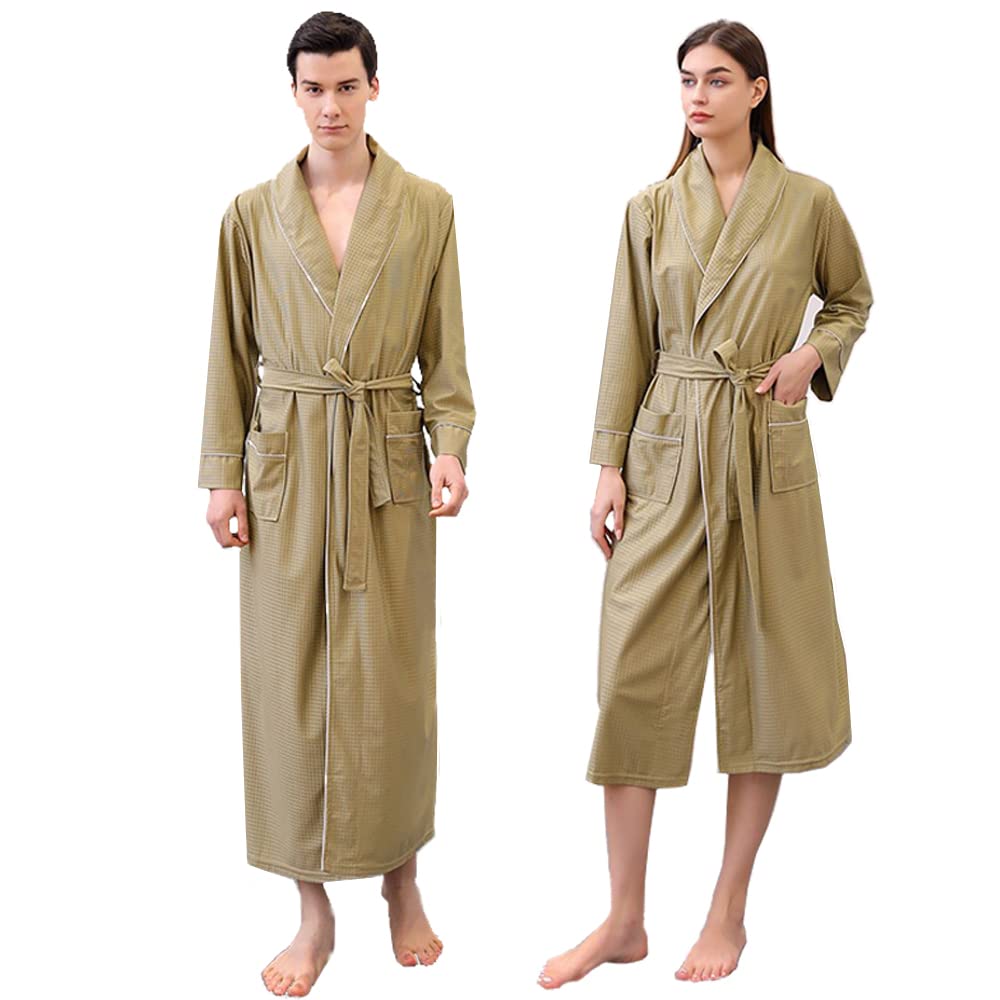 DzanncMen’s and Women’s Bathrobes Lovers Satin Robes Lightweight Ice Silk Satin Waffle Kimono Bathrobes Long Sleeve Spa Robes Unisex Soft Pajamas