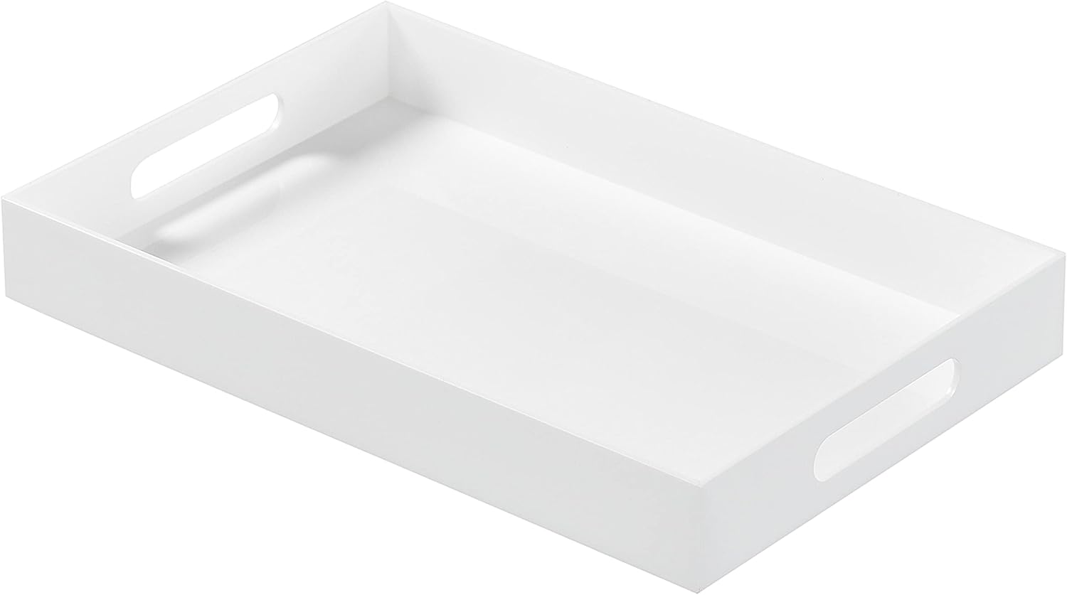 Glossy White Acrylic Serving Tray with Handles-Lucite Tray for Ottoman,Coffee Table...