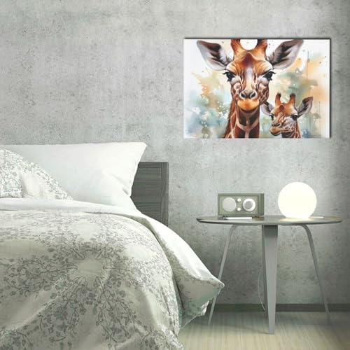 Impression HD sur toile aquarelle de cerf et girafe grand format - 4