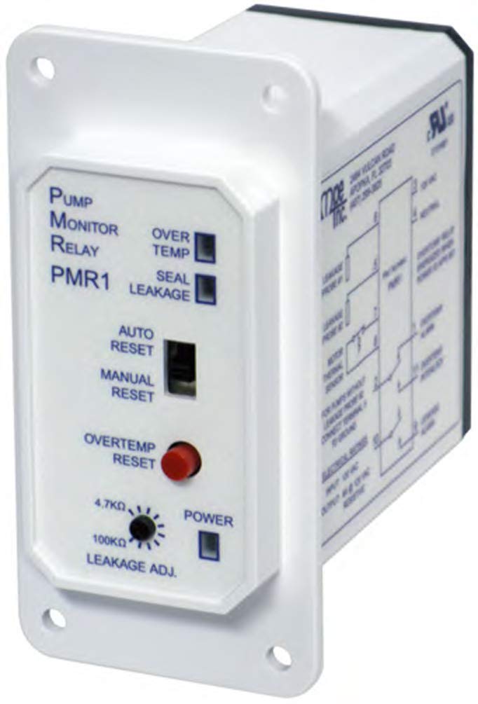 MPE Model PMR-1 Pump Monitor Relay Provides Motor Over Temperature and Seal Leakage Alarms for Submersible Pumps.