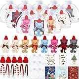 Poen 24 Set Christmas Gift 4 Inch Mini Christmas Stuffed Plush Bear with Santa Hat Scarf Cards Organza Bags Xmas Small Bear Toy Set for Holiday Party Favor(Vibrant Style)