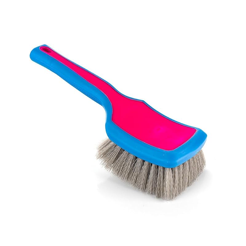 Detail Factory Escova para Pneus ProGrip XL com Cerdas Sintéticas Rígidas e Cabo Emborrachado Rosa/Azul