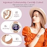 Smartwatch Damen Uhr Armbanduhr Fitnessuhr: Smartwatch Damen mit Halskette Geschenk 1,27" Rund Touch Gold Menstruationszyklus Schrittzähler Blutdruck Wasserdicht Sport Telefonfunktion für Android iOS – Bild 2