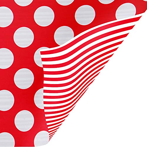 Jillson Roberts Bulk Gift Wrapping Paper, Two-Sided Red Dot & Stripe, 1/2 Ream 417' x 24"