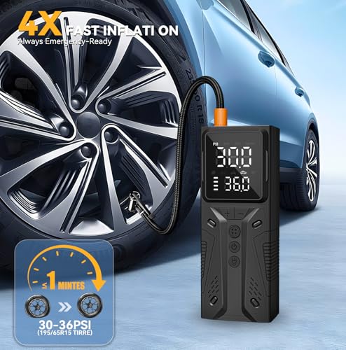 Image of Tire Inflator Portable Air Compressor, High-Speed 150PSI Cordless Air Pump for Car Tires with Powerful Battery, Auto Shut-Off - Portable Tire Pump for Car, Bike, Motorcycle and Balls 2 (Pack)