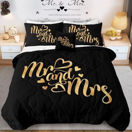 Sleepwish Comforter Set, Gold Black Cushion, King 4-Piece
