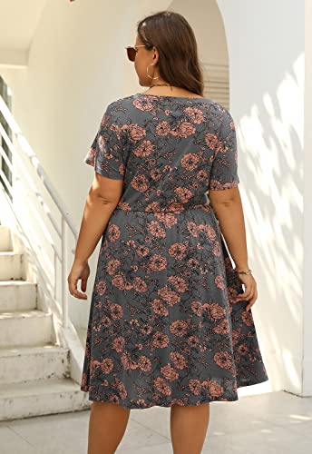 Image of Nemidor Women Plus Size Casual Dress Midi Flt Flare Pocket