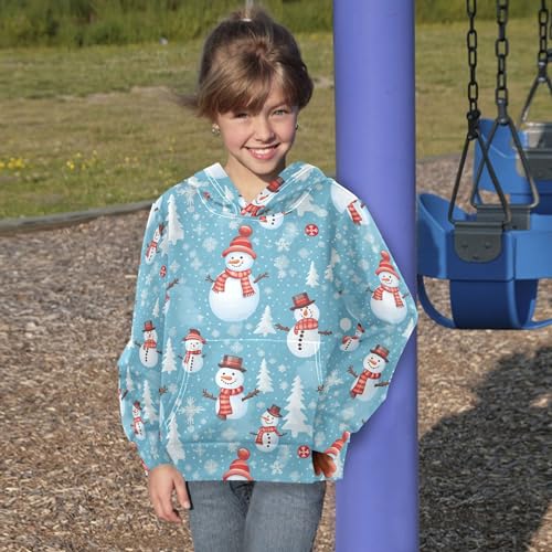 Kids Hoodies Sweaters Christmas Xmas Snowman Hooded Sweatshirts with Big Pockets for Boys Girls B04000734