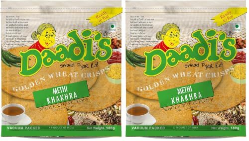 Image of Daadi's Crisp Wheat Methi Khakhra 180g each (Pack of 6)