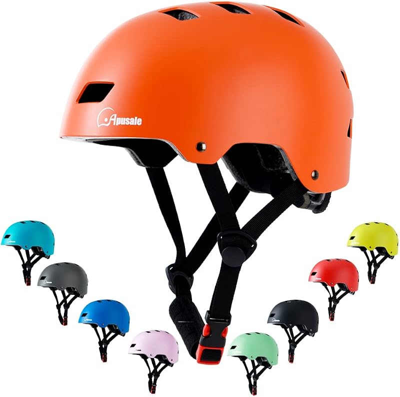 Casco de monopatín para bicicleta, 3 tamaños para adultos, jóvenes, niños, mujeres, hombres, niños y niñas | Casco certificado multideporte para patín de bicicleta scooter, casco ventilado ligero ajustable