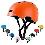 Apusale Bike Skateboard Helmet, Adjustable and Multi-Sport for Skate Scooter, 3 Sizes for Adult Youth Kids Toddler (Orange)