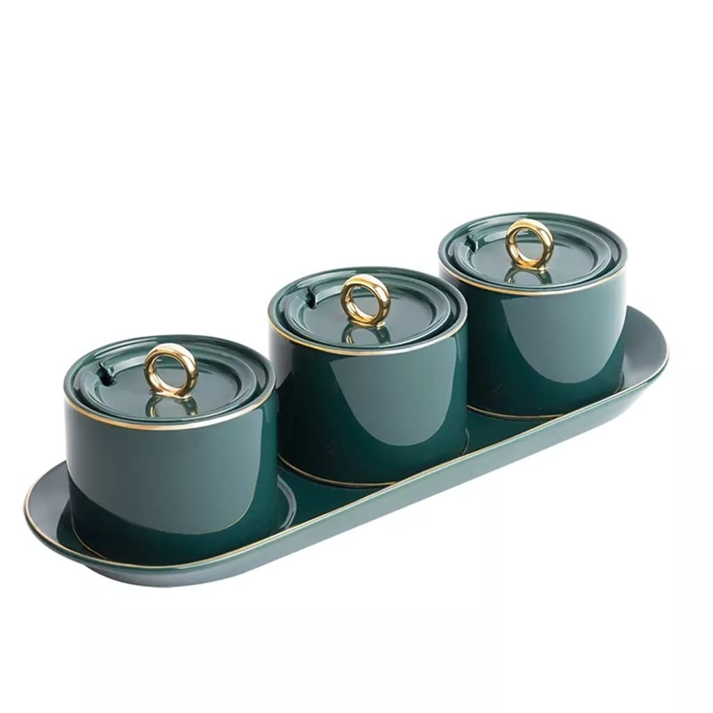 IANSHFKN Ceramic Seasoning Box Jar Kitchen Combination Set Bottle Salt Shaker