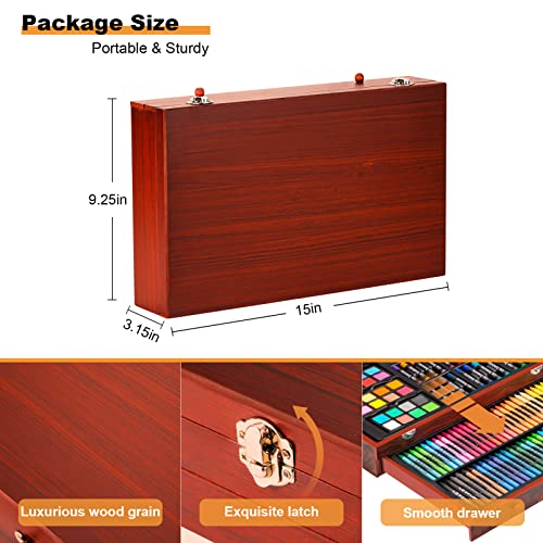 Popyola Art Supplies, Deluxe Wood Art Set For Artist, Various Painting Supplies, Including Crayons, Colored Pencils, Oil Pastels, Watercolor Cakes, And All The Tools You Need. #TOP6