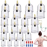 24 Stück Schröpfgläser mit Vakuumpumpe, Traditionelle Chinesische Therapie Schröpfen Schröpfgläser mit Akupressurpunkt Magneten Schröpfset für Gesicht und den ganzen Körper Selbstbehandlung Massage