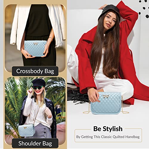 Small Crossbody Purses For Women And Teens - Cute Light Blue Shoulder Bags Quilted Leather - Womens Handbags Messenger Bag Mini Ladies Hobo Tote Bags #TOP6