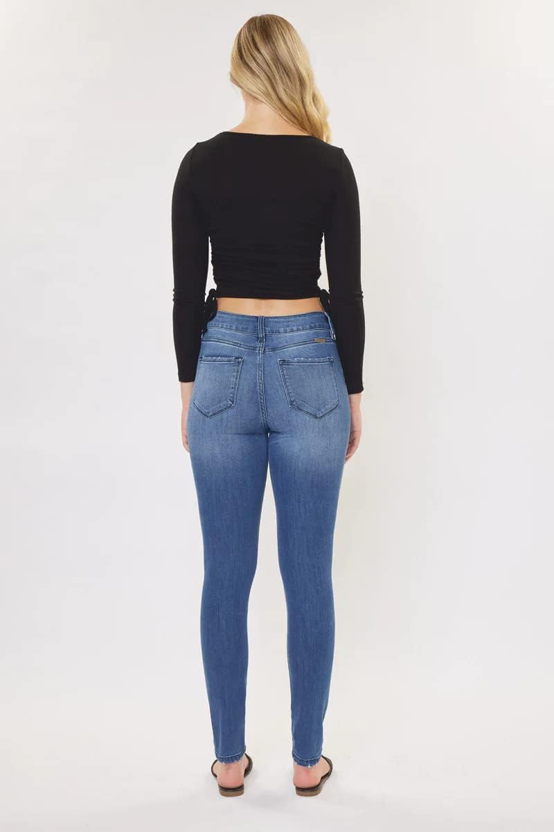 Kan Can USA Victoria High-Rise Exposed Button Wash Skinny Jeans - kc7113