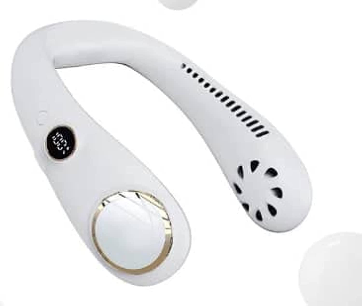 Portable Neck Fan- Neckband Fan, Bladeless Neck Fan, Cooling Hanging Fan, Rechargeable Fan, Headphone Design Neck Air Conditioner with 3 Wind Speed for Outdoor and Indoor Headphone Design Necklace Fan