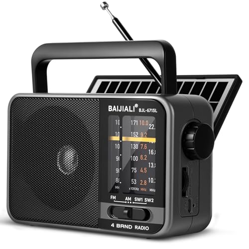 Image of Solar-Powered Portable Radio, AM /FM /SW Radio with Loud Speaker, Built-in Rechargeable Battery and USB-C - Emergency Radio for Outdoor, Camping, Travel, Storms and Power Outages (Model BJL-671-Solar)
