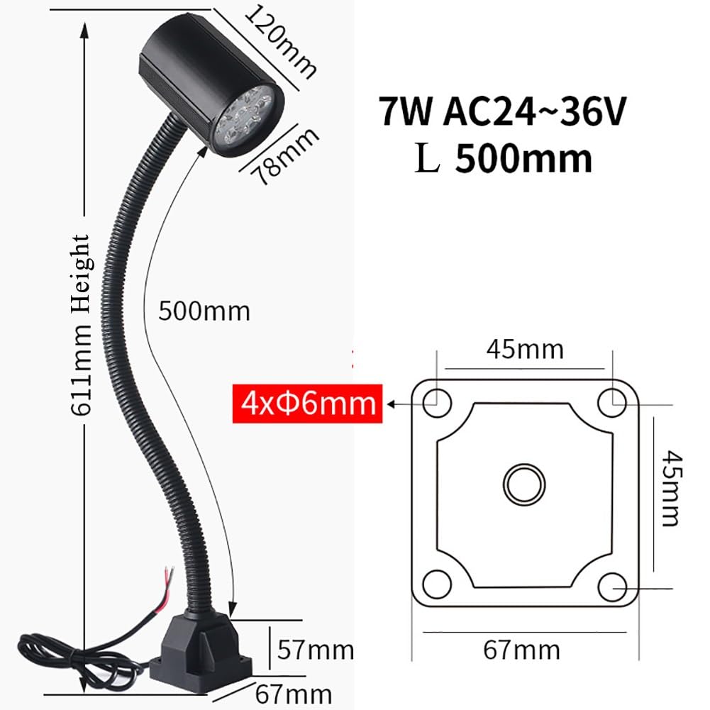 Lampa LED do obrabiarek, przełącznik, mocna magnetyczna lampa siedziska, 24 V ~ 36 V, lampa 110 V ~ 220 V, nadaje się do frezarek, szlifierek, stołów warsztatowych, maszyn do szycia i tak dalej (7