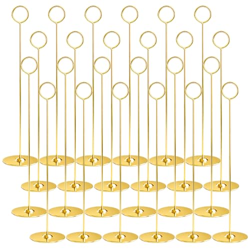 Urban Deco 24PK Table Number Holders Place Card Holders 12 Inch Table Card Holders Steel Card Holders for Photos, Food Signs, Memo Notes, Weddings, Restaurants, Birthdays (Gold 24PK)