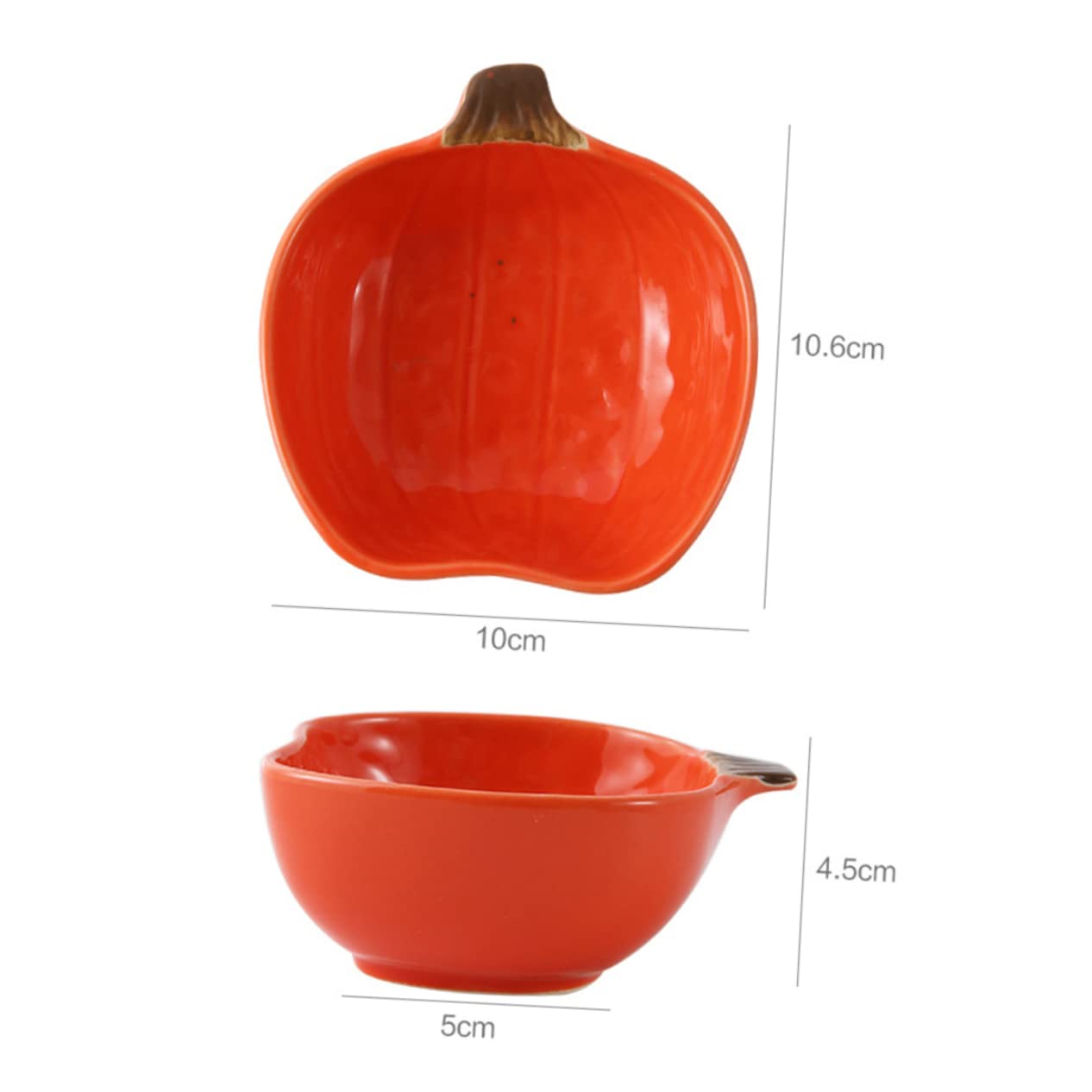 Anneome 2pcs Ice Dip Serving Container Appetizer Vinegar and Plates Dishes Or Fruit Thanksgiving Tray Seasoning Ketchup Side Orange Ceramic Pumpkin Halloween Baking Bowl Shaped Decorative