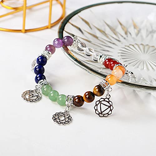 AITELEI 7 Chakra Healing Bracelets with Real Stones Gemstone Healing Chakra Bracelet Yoga Meditation Bracelets for Protection, Energy Healing3