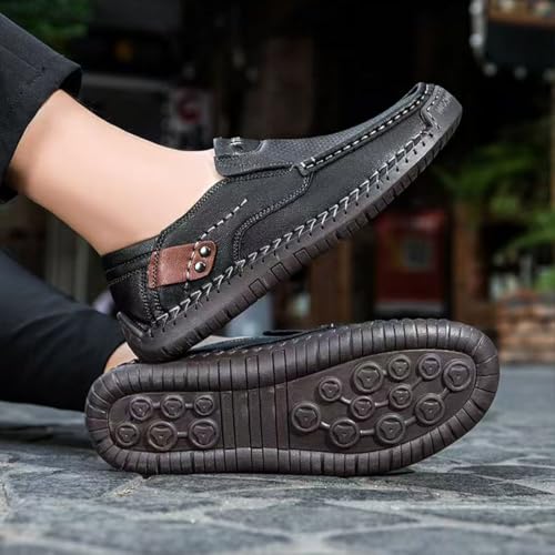 The First Young Driving Boots Men, Casual Leather Loafers Vintage Lightweight Slip-On Boots Travel & Outdoor3