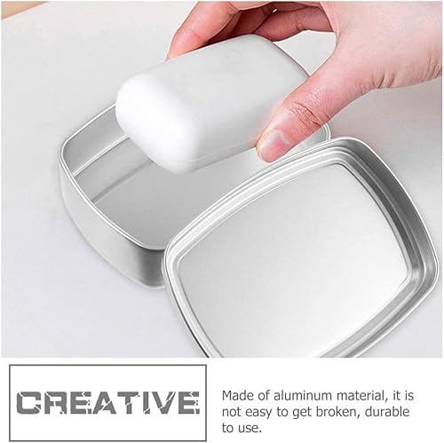 Miniatura 4 de COHEALI Latas de aluminio 4 piezas rectangulares vacías con bisagras con tapa, tarro de aluminio para almacenamiento de pasadores de caramelo,