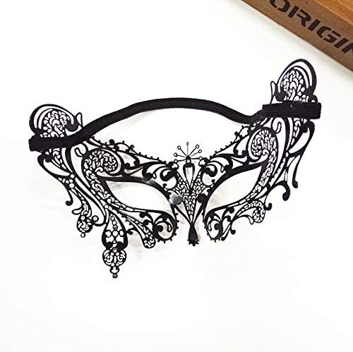 Miniatura 4 de FaceWood Máscara de mascarada para mujer, máscara de metal ultraligera brillante con diamantes de imitación veneciana, bonita fiesta, noche, baile