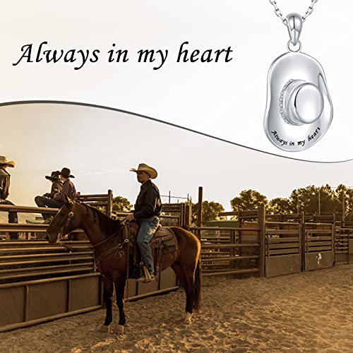 Cowboy Jewelry Urn Necklaces for Ashes - 925 Sterling Silver Cowboy Hat / Boots Memorial Cremation Pendant Urn Necklace for Women, Delicate Cowboy Hat / Boots Keepsake Jewelry Urn Hold Ashes Necklace3