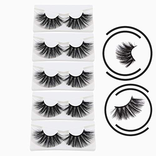 25MM Faux Mink Eyelashes Long Dramatic Wispy 6D Fluffy Luxury Volume Soft Handmade False Eyelashes 5 Pairs Reusable Lashes Pack by ZANLUFLY