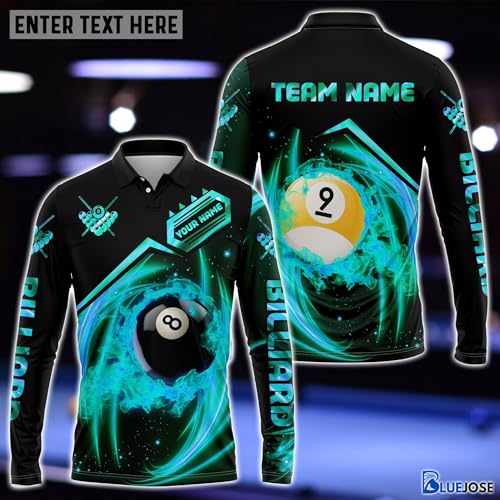 Rock Strike Billiard Personalized Name Polo Shirt, Team Name Unisex Shirt Polo Shirt, Billiard Shirt for Men, Mens Polo Shirts for Gifts, Short Sleeve Men's Shirt Black2