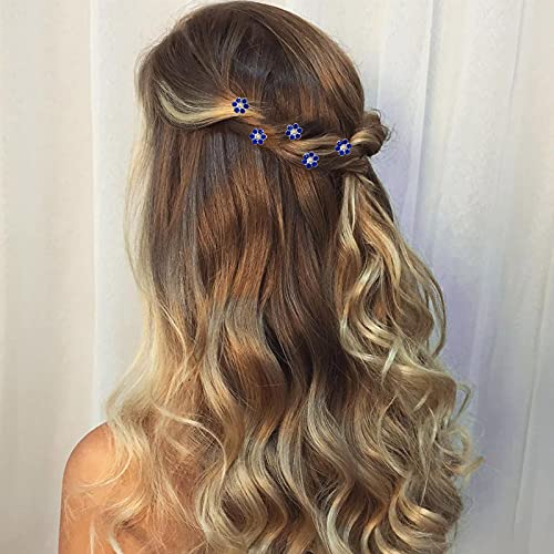ZOUIQSS 20 Pack (Navy) Crystal Flower Hair Pins Rhinestone Hair Clips for Bridal Wedding Women Hair Jewelry Accessories,with Clear Container - Image 4