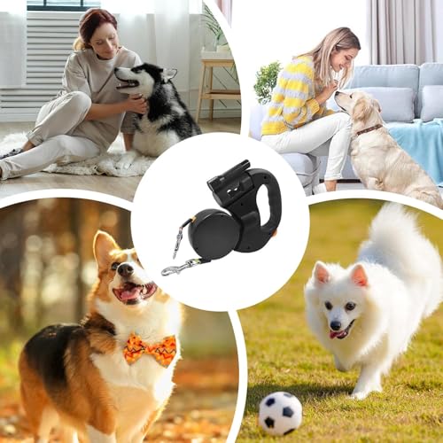 Accessoires d'animaux extensibles : laisse double rétractable avec LED