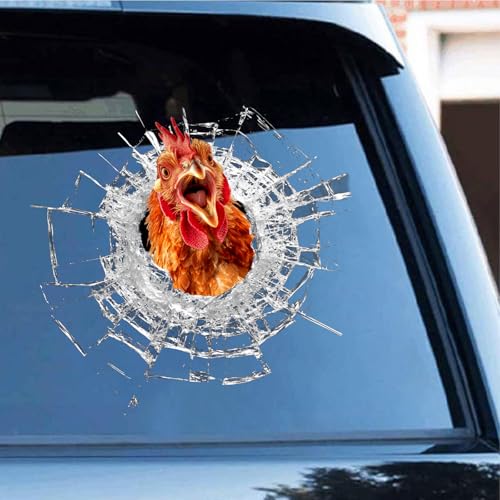 Image of Kazova Funny Chicken Car Stickers 10 Pcs 2 Sheets Rooster Decals Prank Humor Vinyl for Car Window Bumper Truck Laptop Farm Animal Poultry