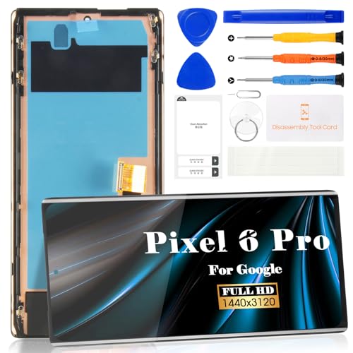 SRJTEK OLED for Google Pixel 6 Pro Screen Replacement with Frame Display Assembly Touch Screen Digitizer Repair Kit for Google Pixel 6 Pro GLUOG G8VOU GF5KQ (Black)
