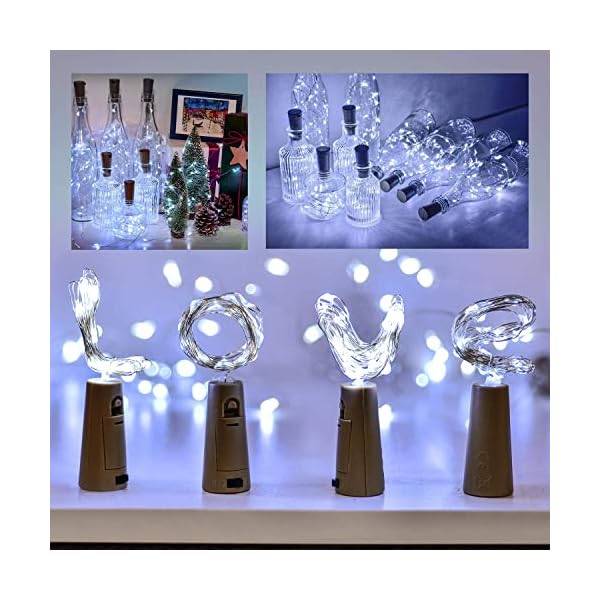 ooklee [10 Stück & 60 Stück Ersatzbatterien Flaschenlicht Batterie - 2M 20LED Flaschenlicht Korken Kupferdraht… – Bild 7
