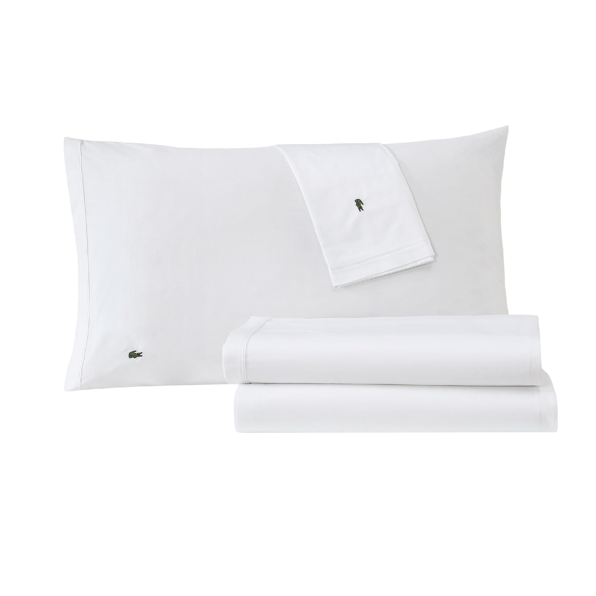 Lacoste Percale Solid Sheet, White, King
