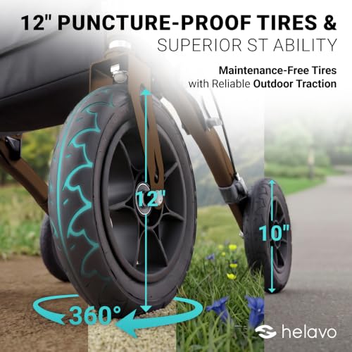 Image of Helavo All Terrain Walker, 12 inch Solid Rubber Tires, Outdoor Rollator Walker